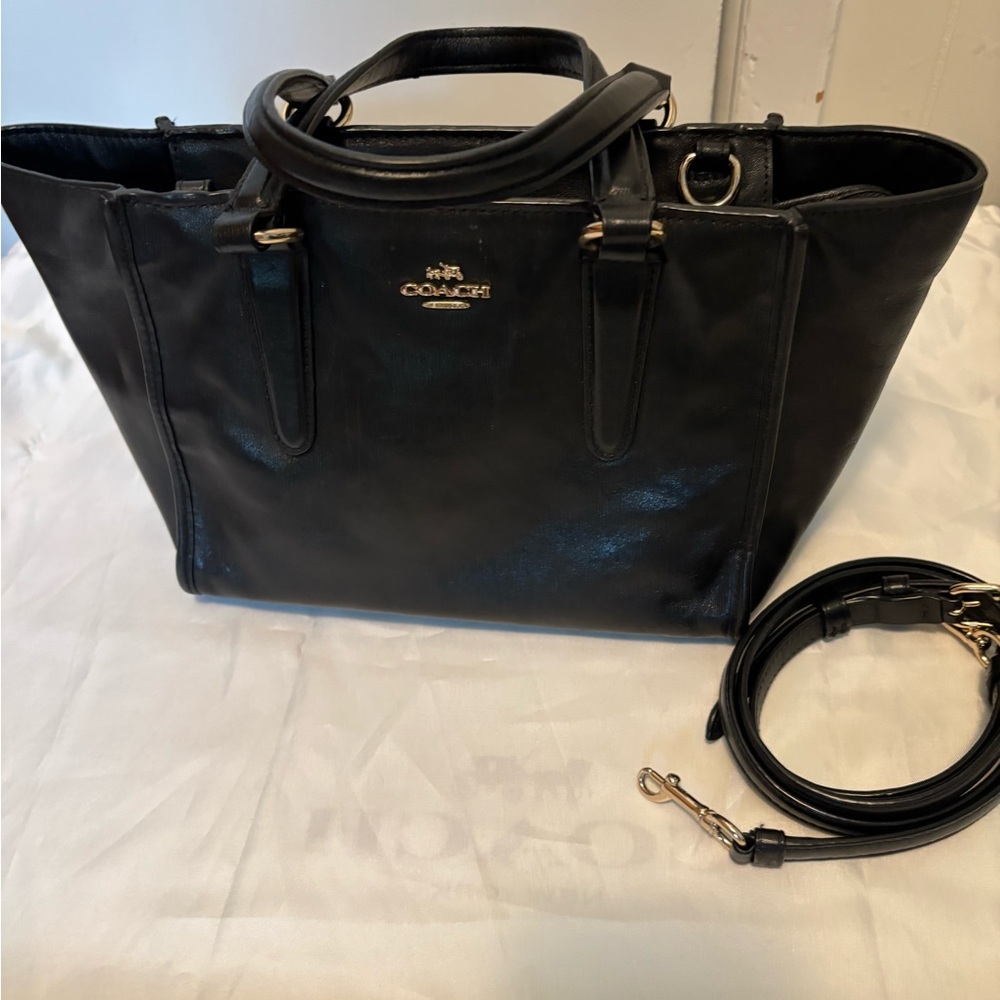 Coach Black Leather mini Crosby carryall Satchel
